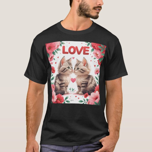 Camiseta Gatitos enamorados de amor dulce (Anverso)