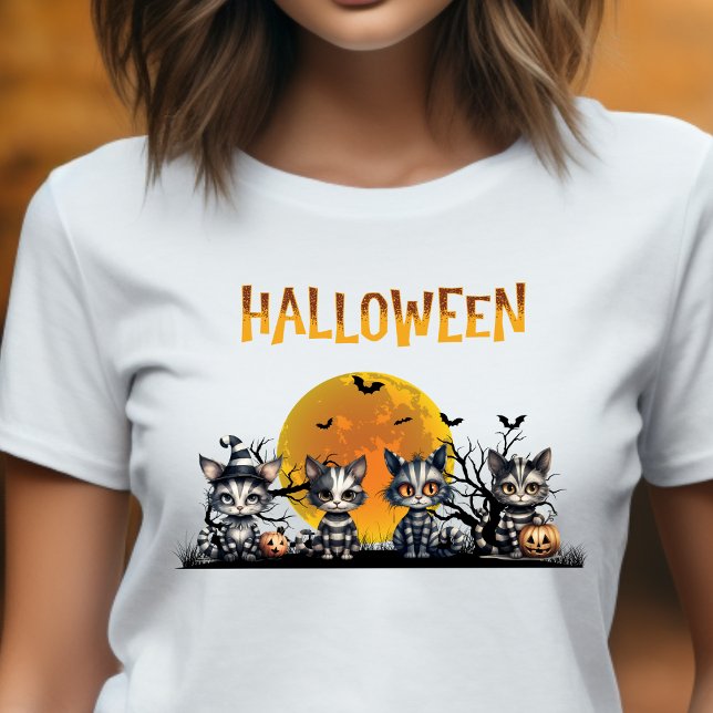 Camiseta Gatitos guisantes de Halloween blancos negros a ra (Subido por el creador)