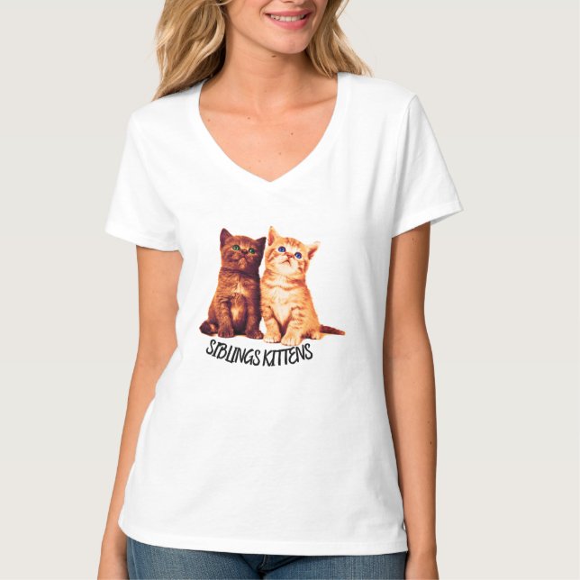 Camiseta Gatitos hermanos, dos gatos lindos (Anverso)