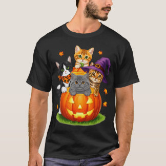 Camiseta Gatitos Lindos Calabaza Halloween Espeluznante