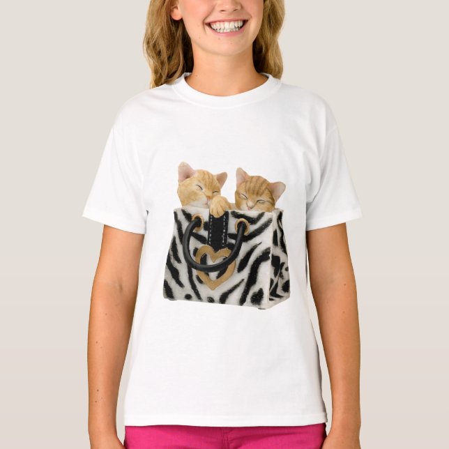 Camiseta Gatitos lindos en bolso del estampado de zebra (Anverso)