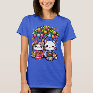Camiseta Gatitos Tanabata en kimonos