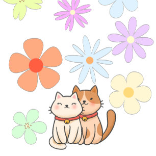 Camiseta Gatitos y flores