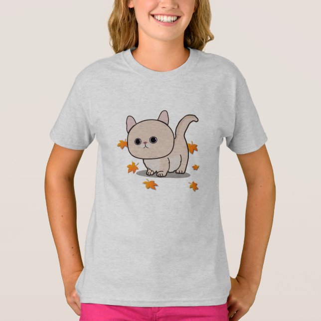 Camiseta gatitos y hojas de arce (Anverso)