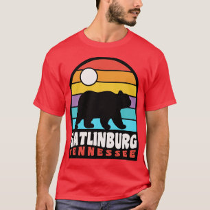 Camiseta Gatlinburg Tennessee Oso Insignia Atardecer Retro
