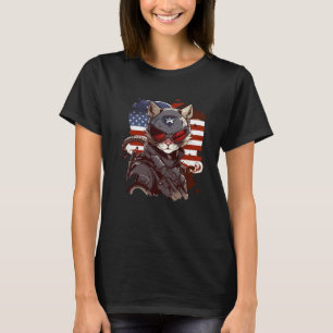 Camiseta Gato 12 de la bandera estadounidense patriótica de