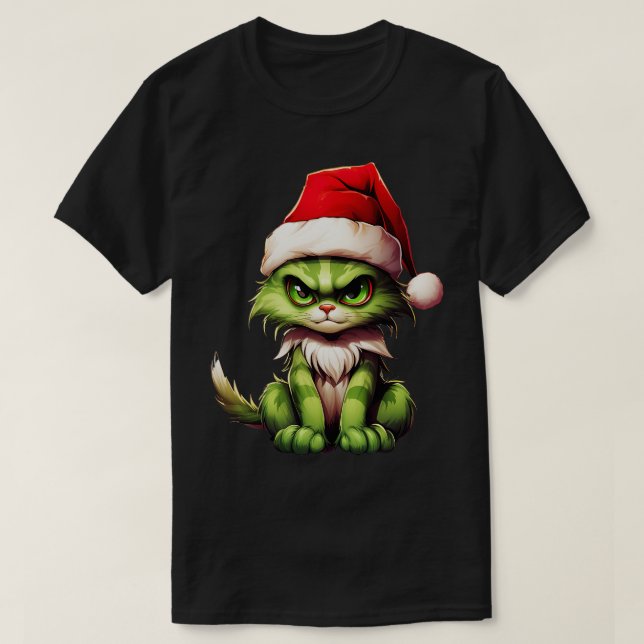 Camiseta Gato 1 de Navidades verdes (Diseño del anverso)