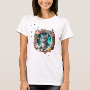 Camiseta Gato 3D vibrante y colorido