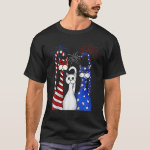 Camiseta Gato 4 de julio bandera americana roja blanca azul