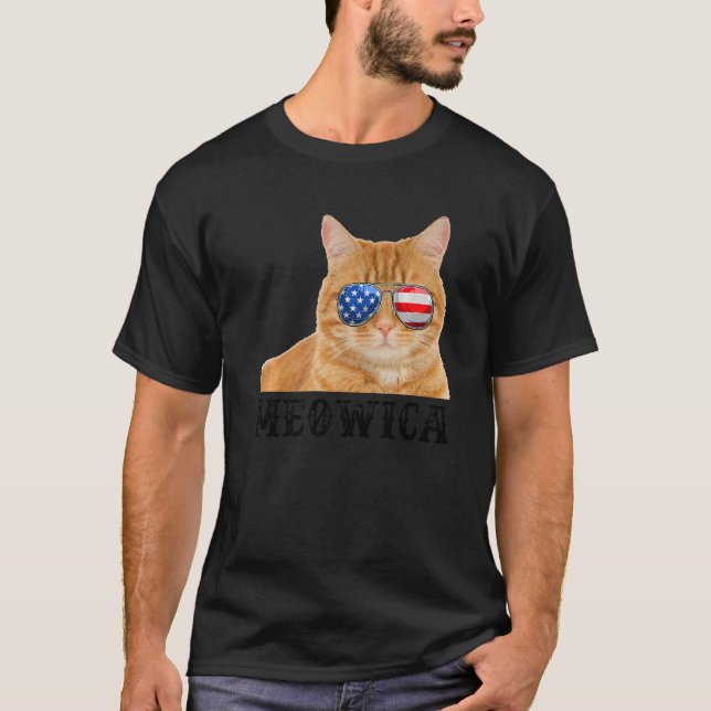Camiseta Gato 4 de julio Bandera estadounidense de Kitten (Anverso)