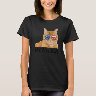 Camiseta Gato 4 de julio Bandera estadounidense de Kitten