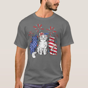 Camiseta Gato 4 De Julio Bandera Estadounidense Gato Gracio