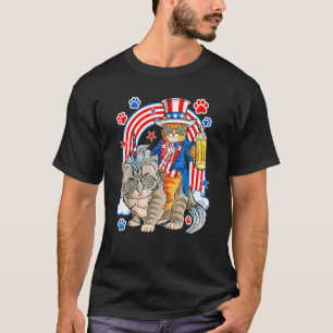 Camiseta Gato 4 De Julio Glasses Y Unicornio Meowica Con D