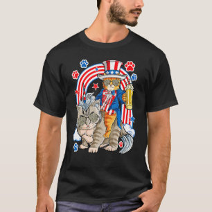 Camiseta Gato 4 De Julio Glasses Y Unicornio Meowica Con D