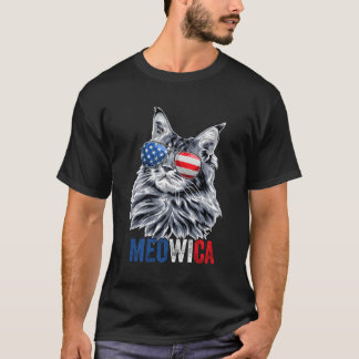 Camiseta Gato 4 De Julio Meowica Gafas De Sol Bandera Estad