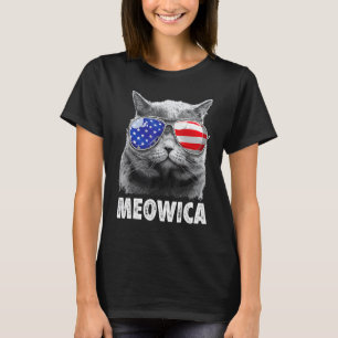 Camiseta Gato 4 de julio Meowica Merica hombres EE. UU. Ame