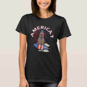 Camiseta Gato 4 De Julio Mujeres Gato Bandera Americana Gat