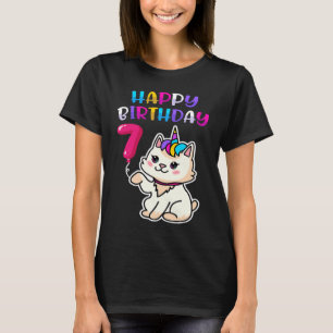 Camiseta Gato 7 cumpleaños feliz cumpleaños Caticorn Kitty 
