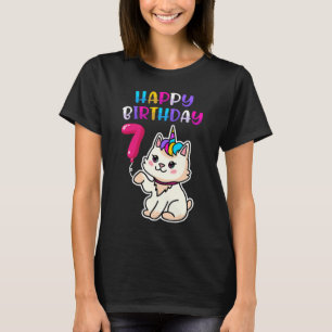 Camiseta Gato 7 cumpleaños feliz cumpleaños Caticorn Kitty