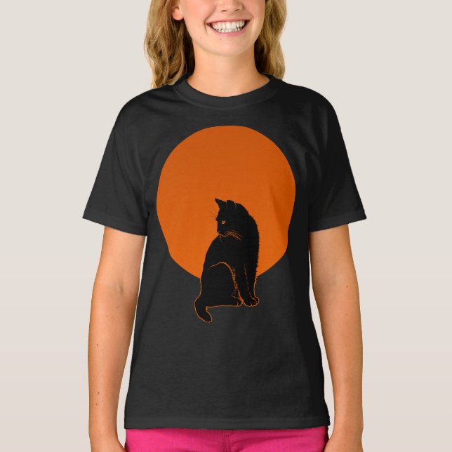 CAMISETA GATO A LA LUZ DE LA LUNA (Anverso)