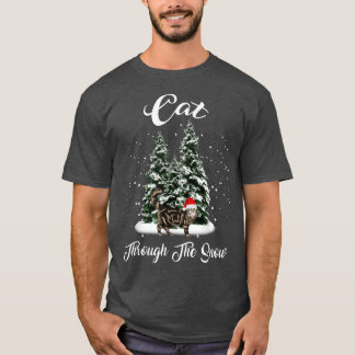 Camiseta Gato A Través De Los Navidades De La Nieve Santa T