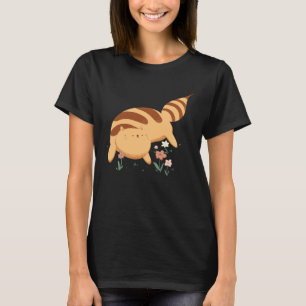 Camiseta Gato Abeja Rayado Amarillo Lindo Con Flores