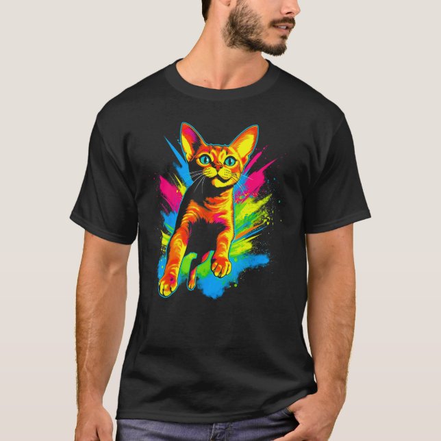Camiseta Gato abisinio arcoíris (Anverso)