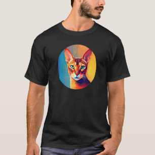 Camiseta Gato Abisinio Arte Colorido, Amo Gatos