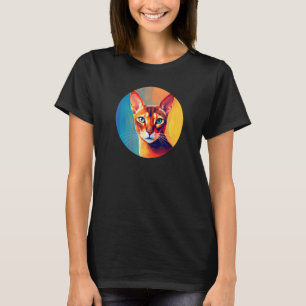 Camiseta Gato Abisinio Arte Colorido, Amo Gatos