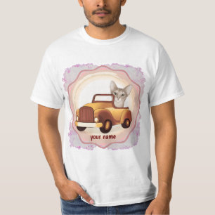 Camiseta Gato Abisinio Conduciendo Coche