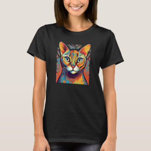 Camiseta Gato Abisinio Estilo Colorido, Amo Gatos