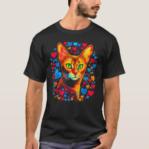 Camiseta Gato Abisinio Rojo Azul