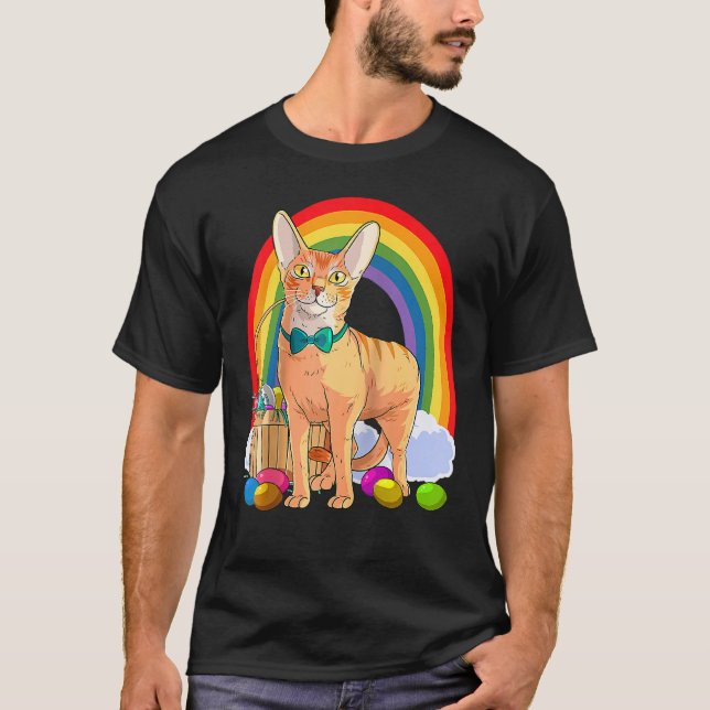 Camiseta Gato abisino Easter huevo Bunny Raglan (Anverso)