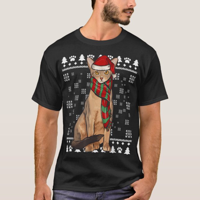 Camiseta Gato abisino Santa Hat navideño Navidades feos (Anverso)