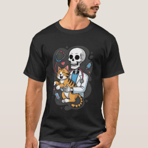 Camiseta Gato abrazando esqueleto divertido gato amante vet