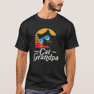 Camiseta Gato Abuelo Vintage Estilo Ochentero Gato Gafas Re
