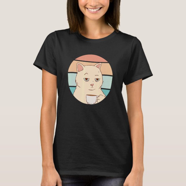 Camiseta Gato Aburrido Con Café (Anverso)