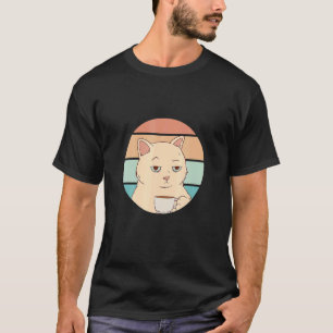 Camiseta Gato Aburrido Con Café Retro Sunshine Gráfico
