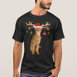 Camiseta Gato Abysiniano De Renos Con Navidades De Santa Ha