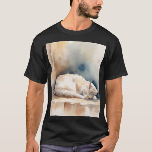 Camiseta Gato Acogedor Amante Estampa Acuarela - Felino Esp