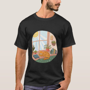 Camiseta Gato Acogedor Durmiendo en un Rincón Soleado de Le