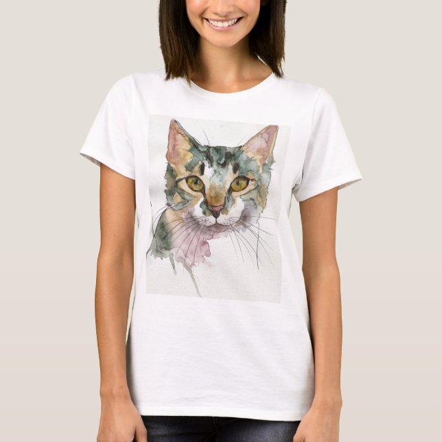 Camiseta Gato acuarela (Anverso)