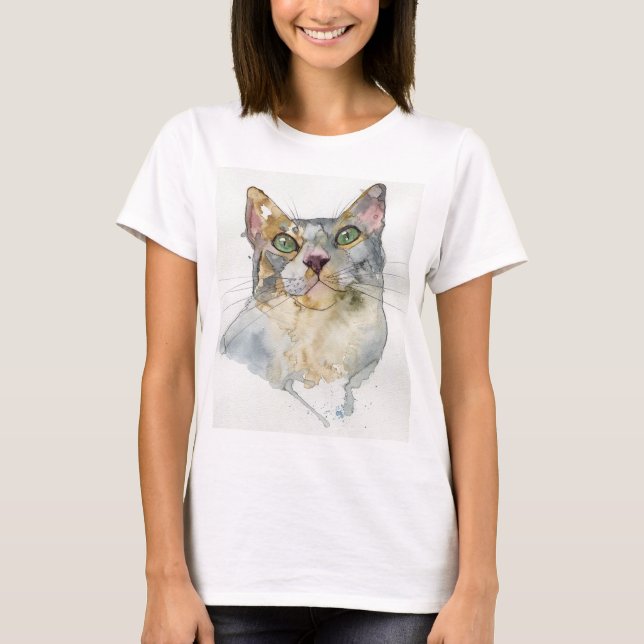 Camiseta Gato acuarela (Anverso)