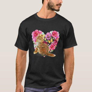 Camiseta Gato acuarela con una flor para animal