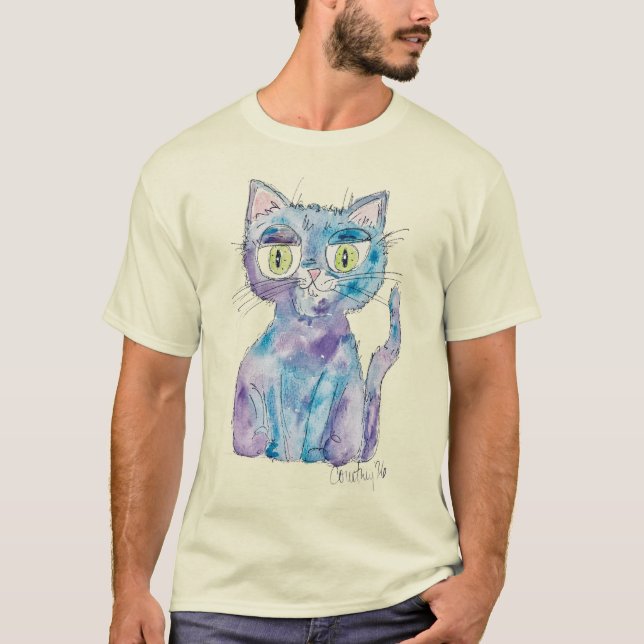Camiseta Gato acuarela loco (Anverso)