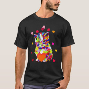 Camiseta Gato Adaptación Colorido Día de San Valentín Gato