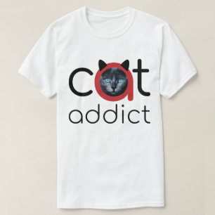 Camiseta Gato adicto Ojos Rojos Negros
