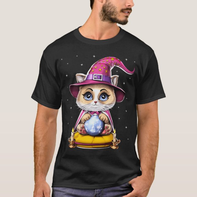 Camiseta Gato adivino con bola de cristal (Anverso)