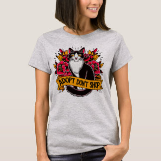 Camiseta Gato Adopta No Comprar
