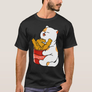 Camiseta Gato Adorable  Ama Pollo Frito Ama Gato Pollo Frit